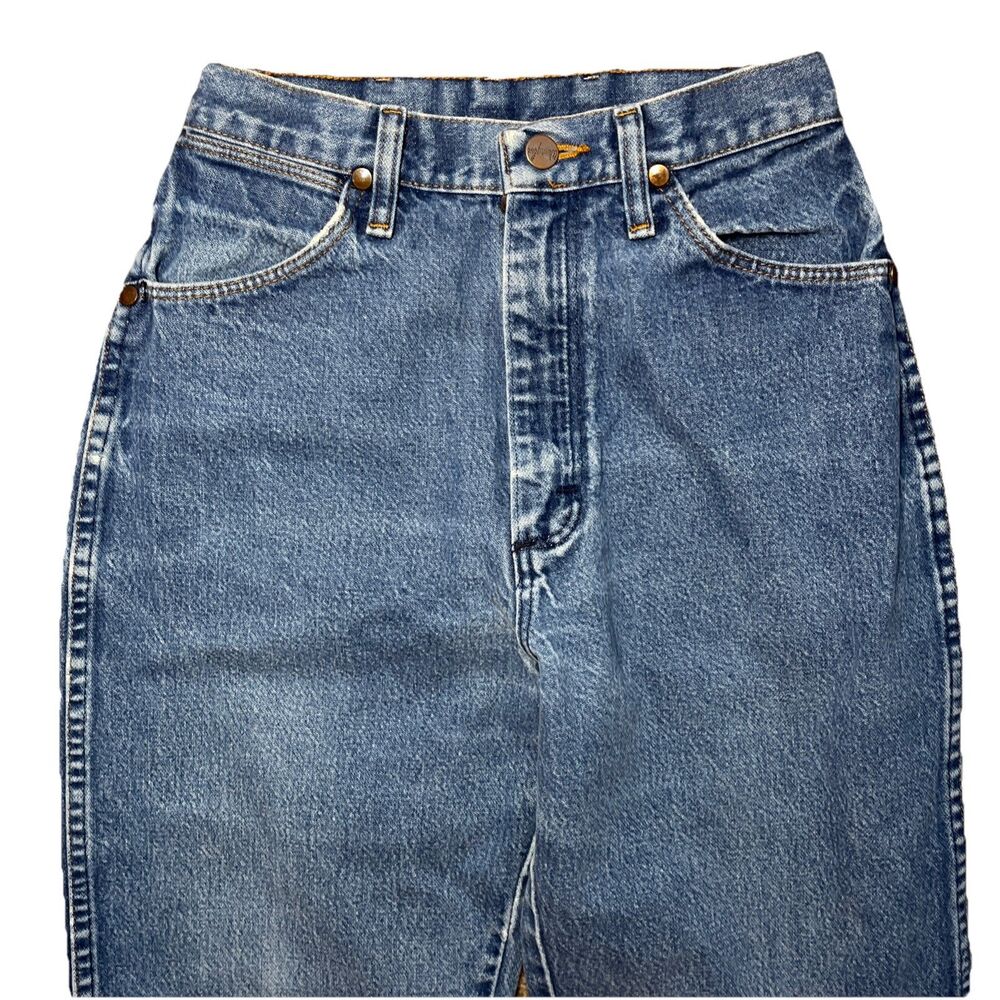 Vintage 90s Wrangler 12MWZG High Waist Cowgirl Wedgie Jeans Straight Sz 5/6 x 30 - Picture 4 of 14